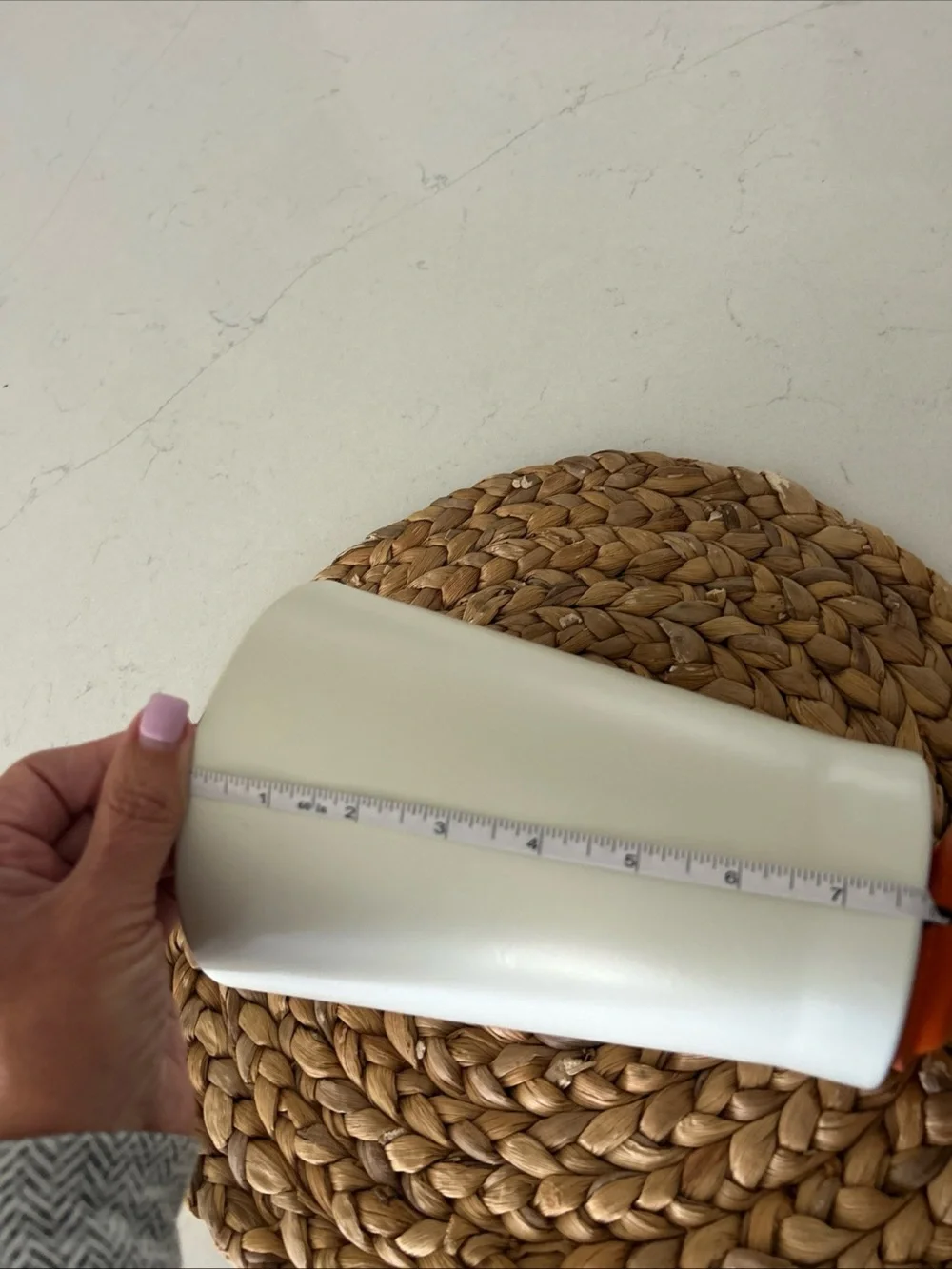 IKEA Cream Ceramic Vase with Natural Terracotta Base